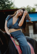 Boho ChicTwo-Piece Set - Top and Trousers Blue