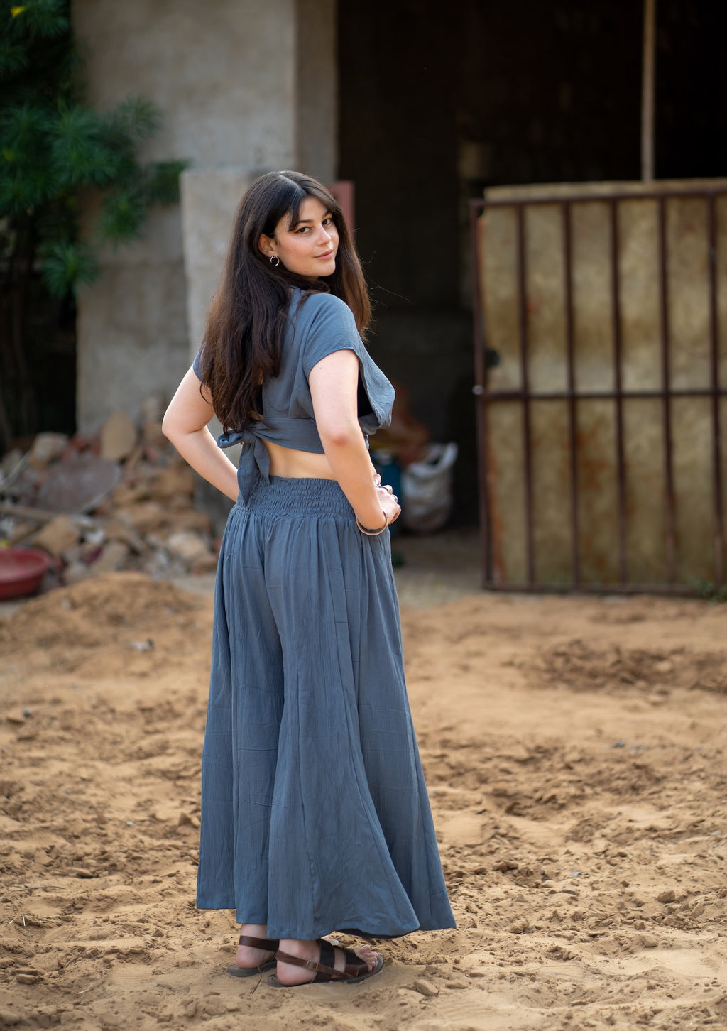 Boho ChicTwo-Piece Set - Top and Trousers Blue