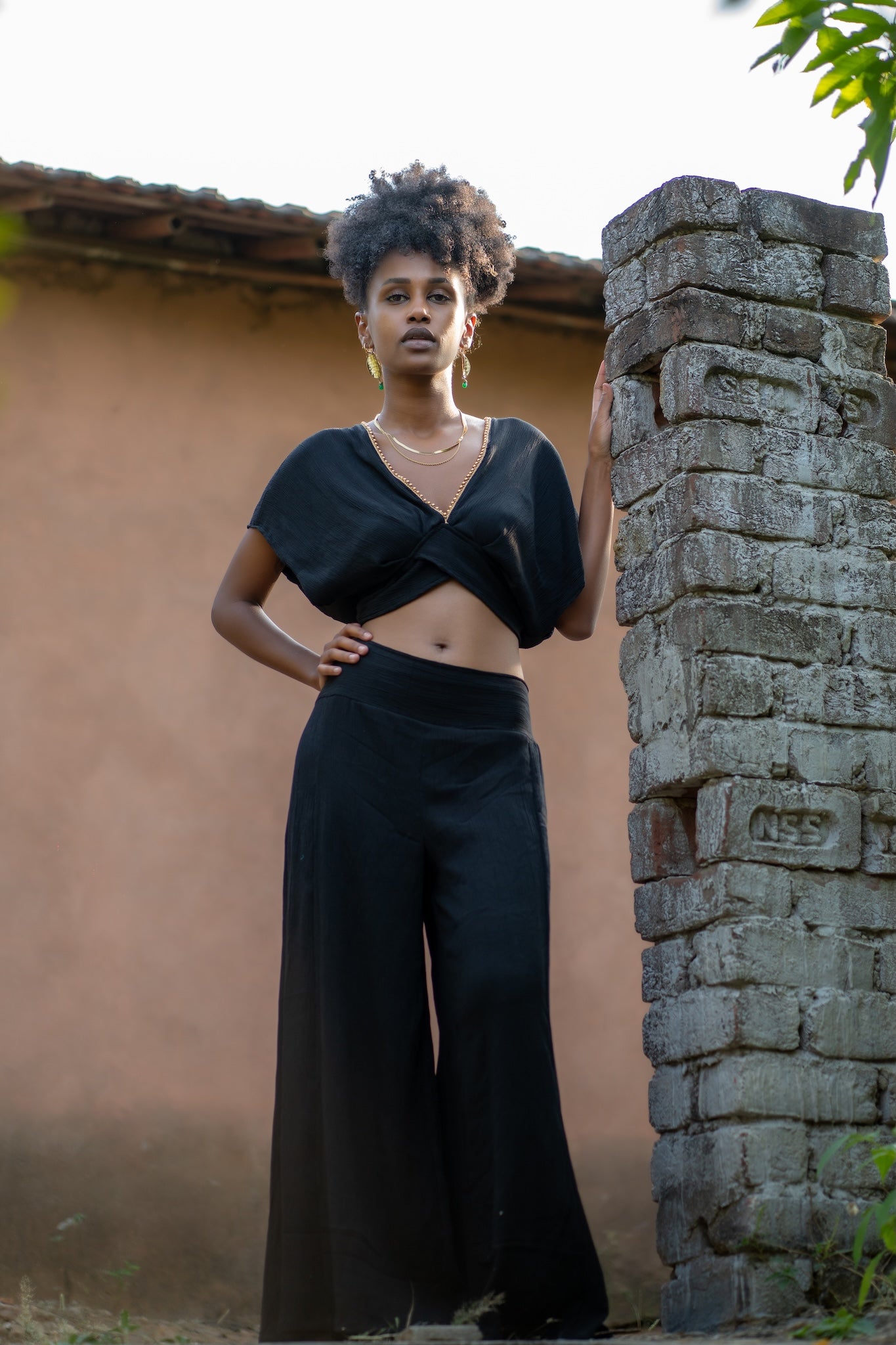 Boho ChicTwo-Piece Set - Top and Trousers Green