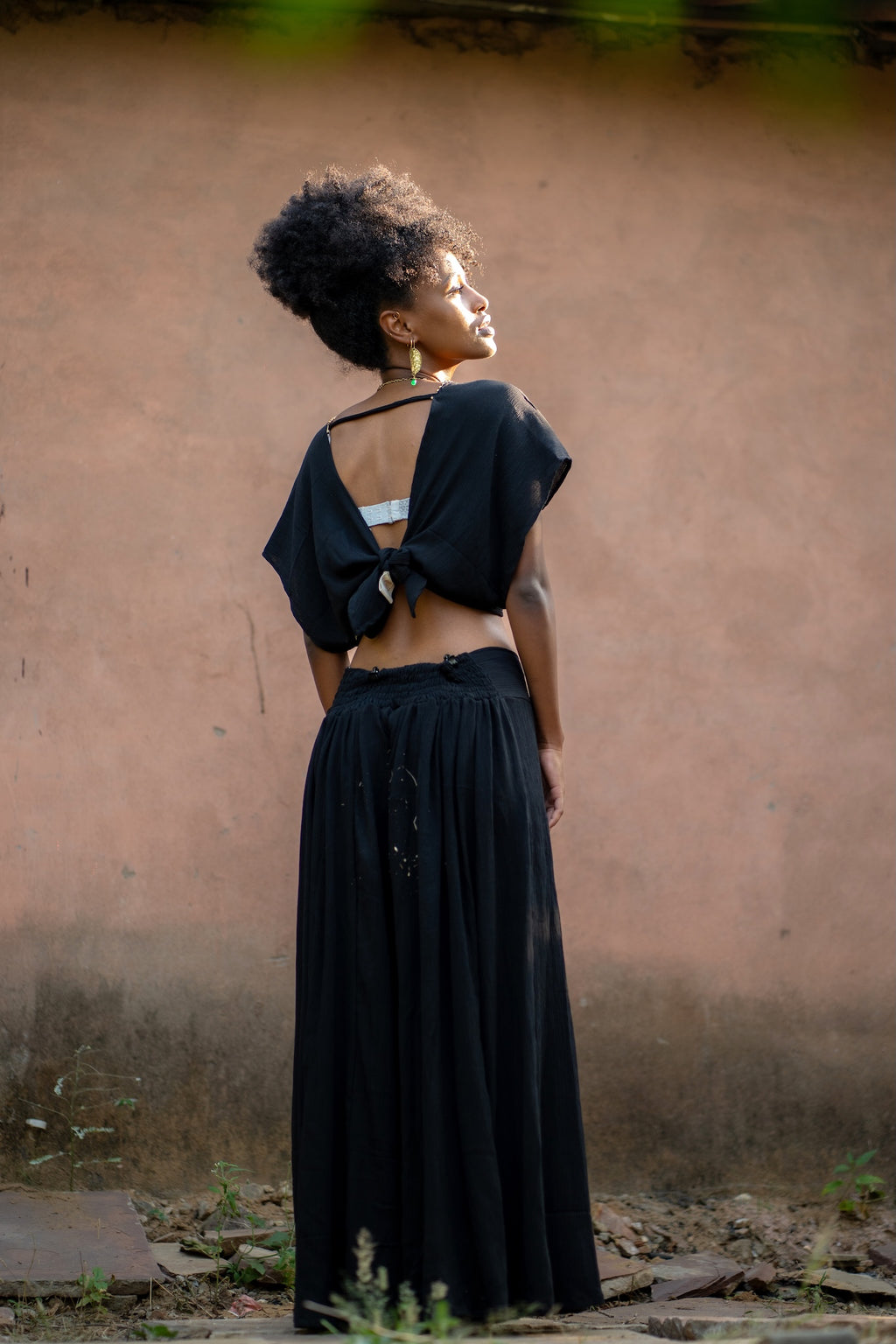 Boho ChicTwo-Piece Set - Top and Trousers Black