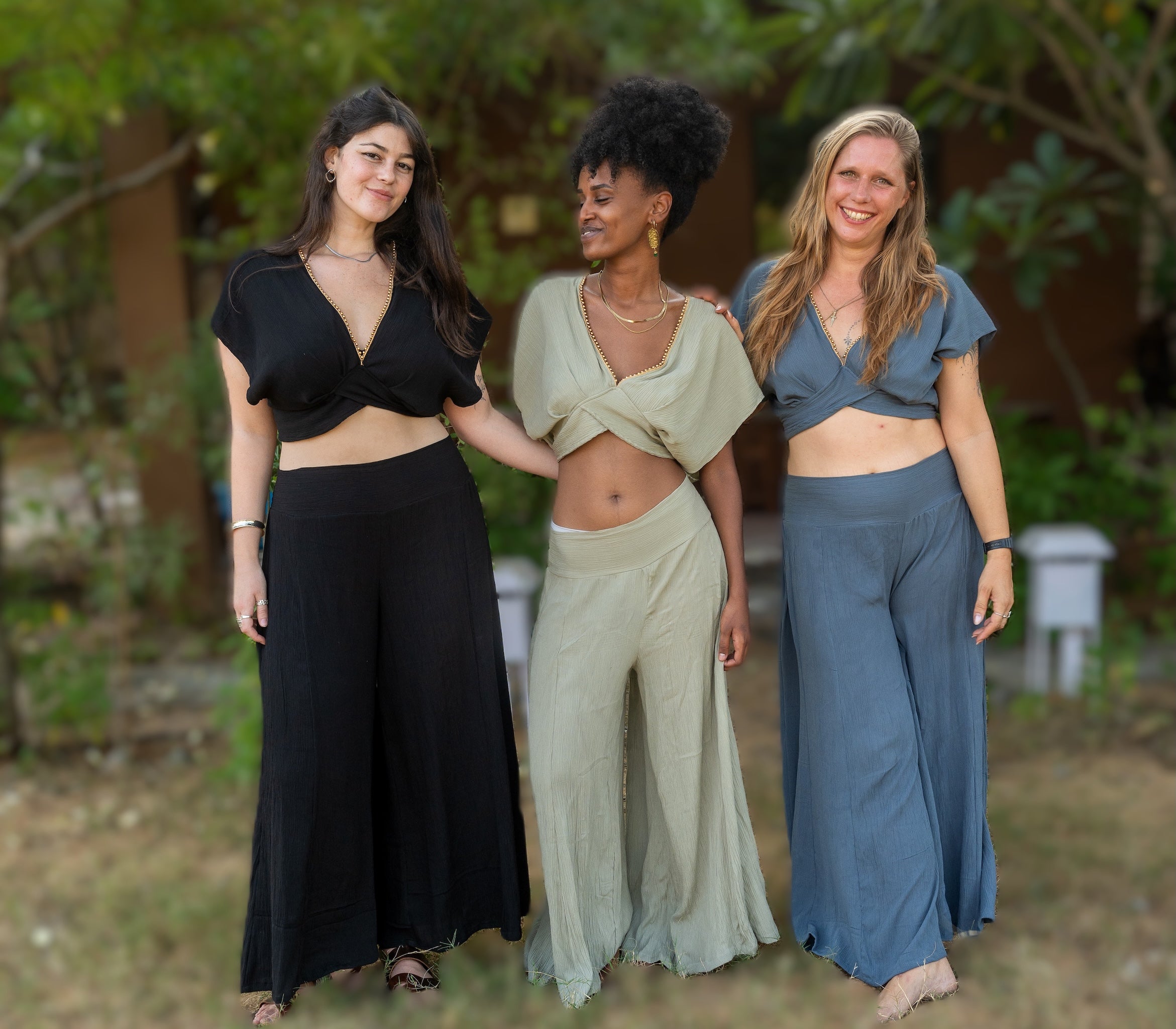 Boho ChicTwo-Piece Set - Top and Trousers Black