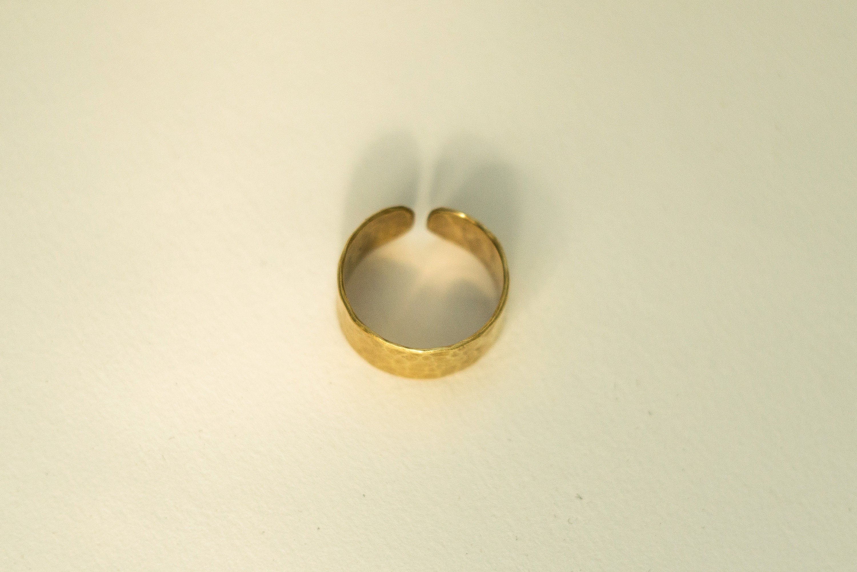 Wide, hammered brass Ring