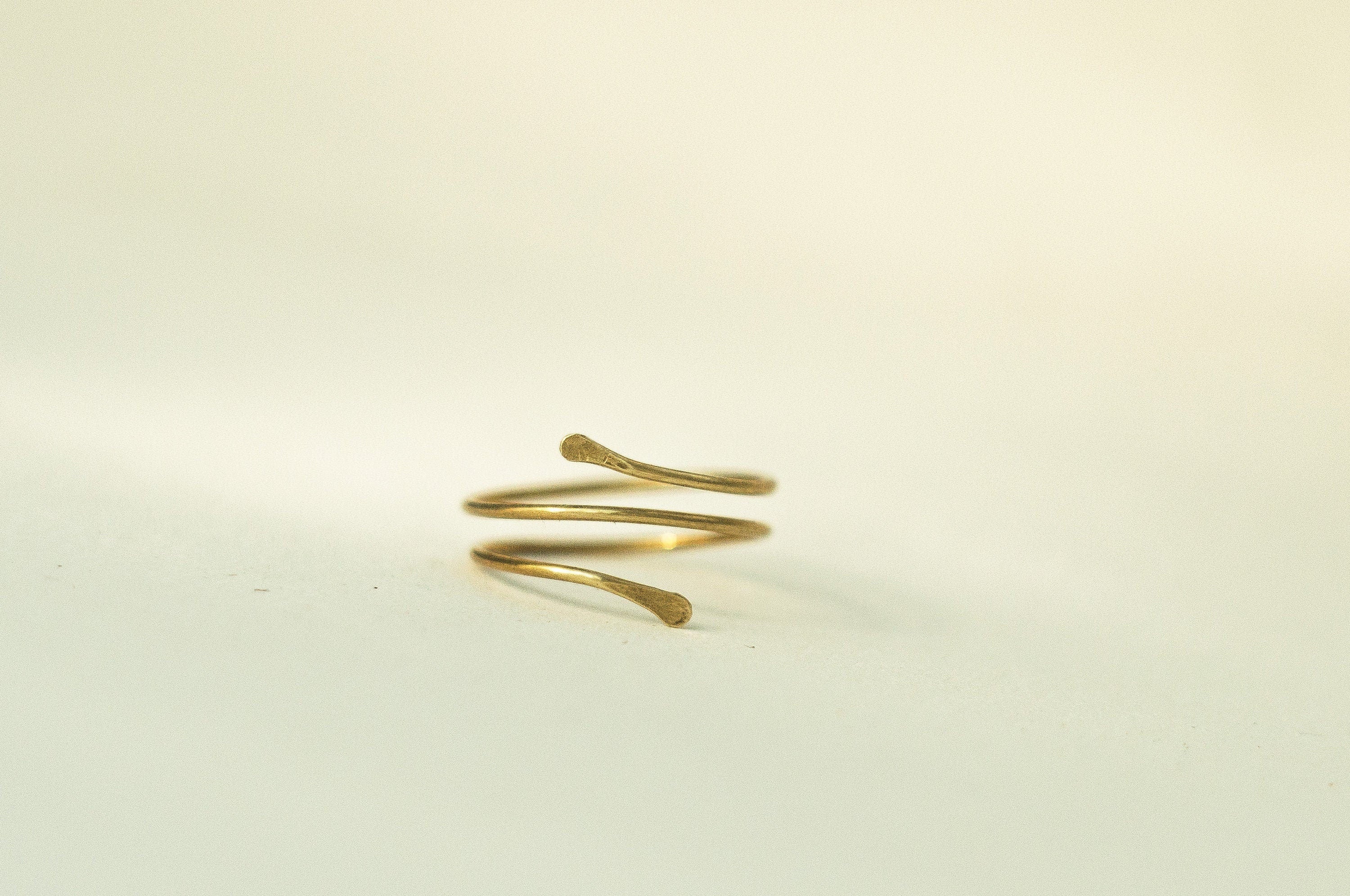 Delicate spiral brass ring
