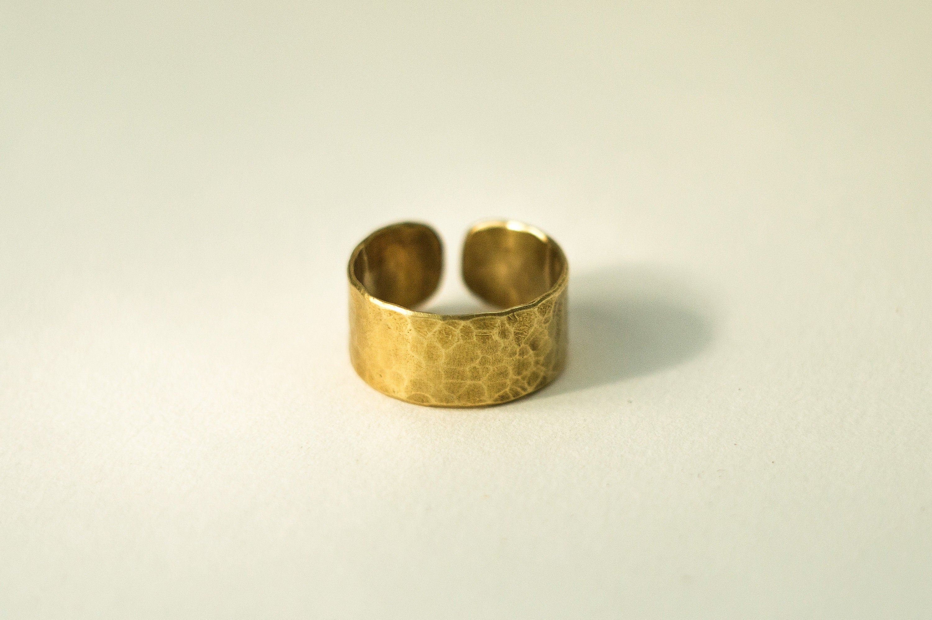 Wide, hammered brass Ring