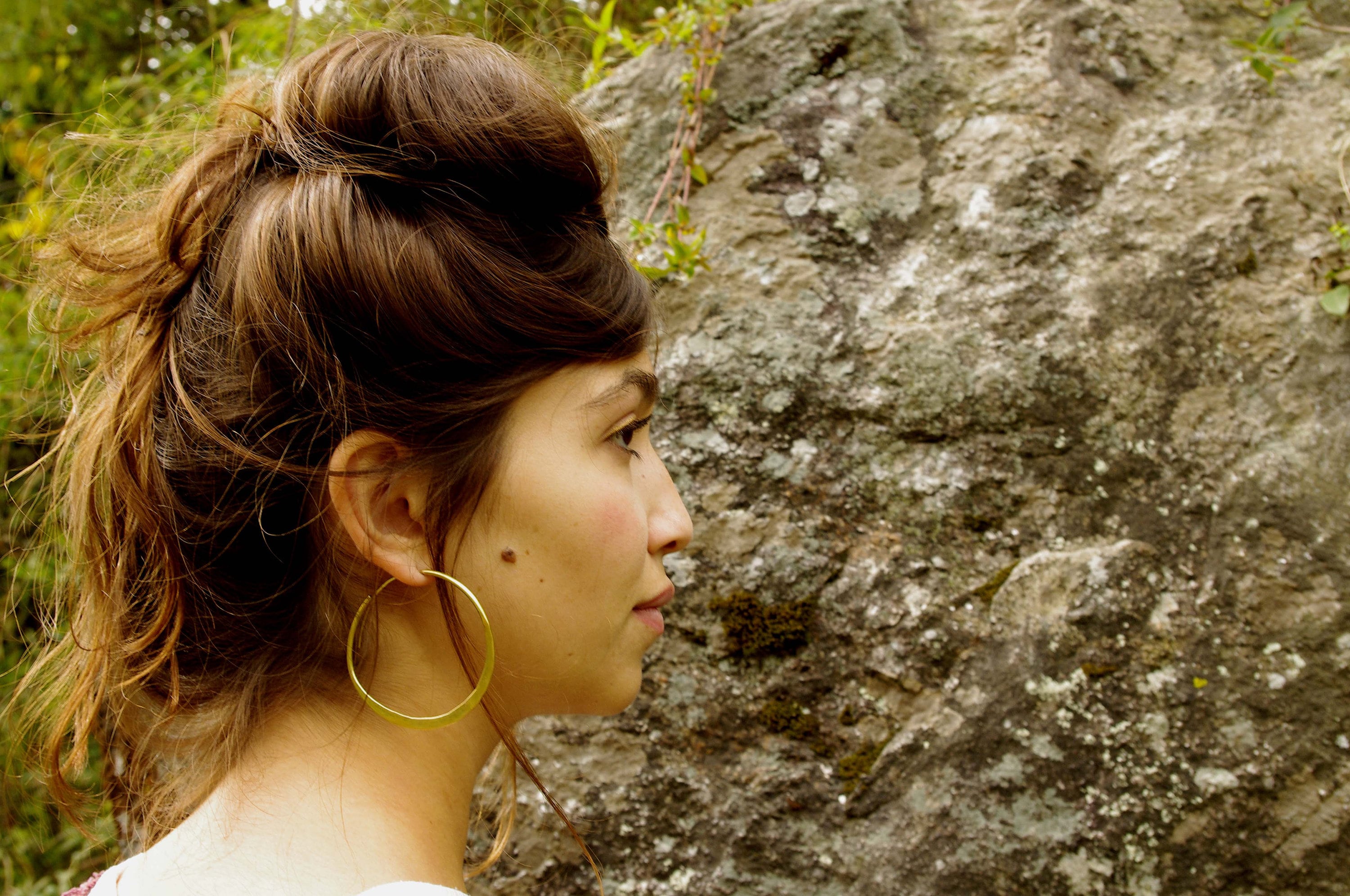 Large brass hoops, gold hoops, flat hoops, gold earrings, gold jewelry, minimalist jewelry