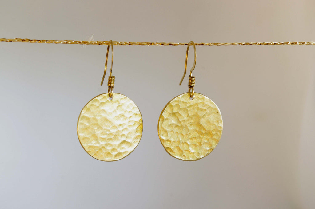 Small round gold-plated brass earrings