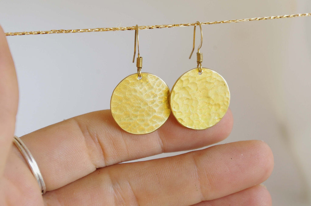 Small round gold-plated brass earrings