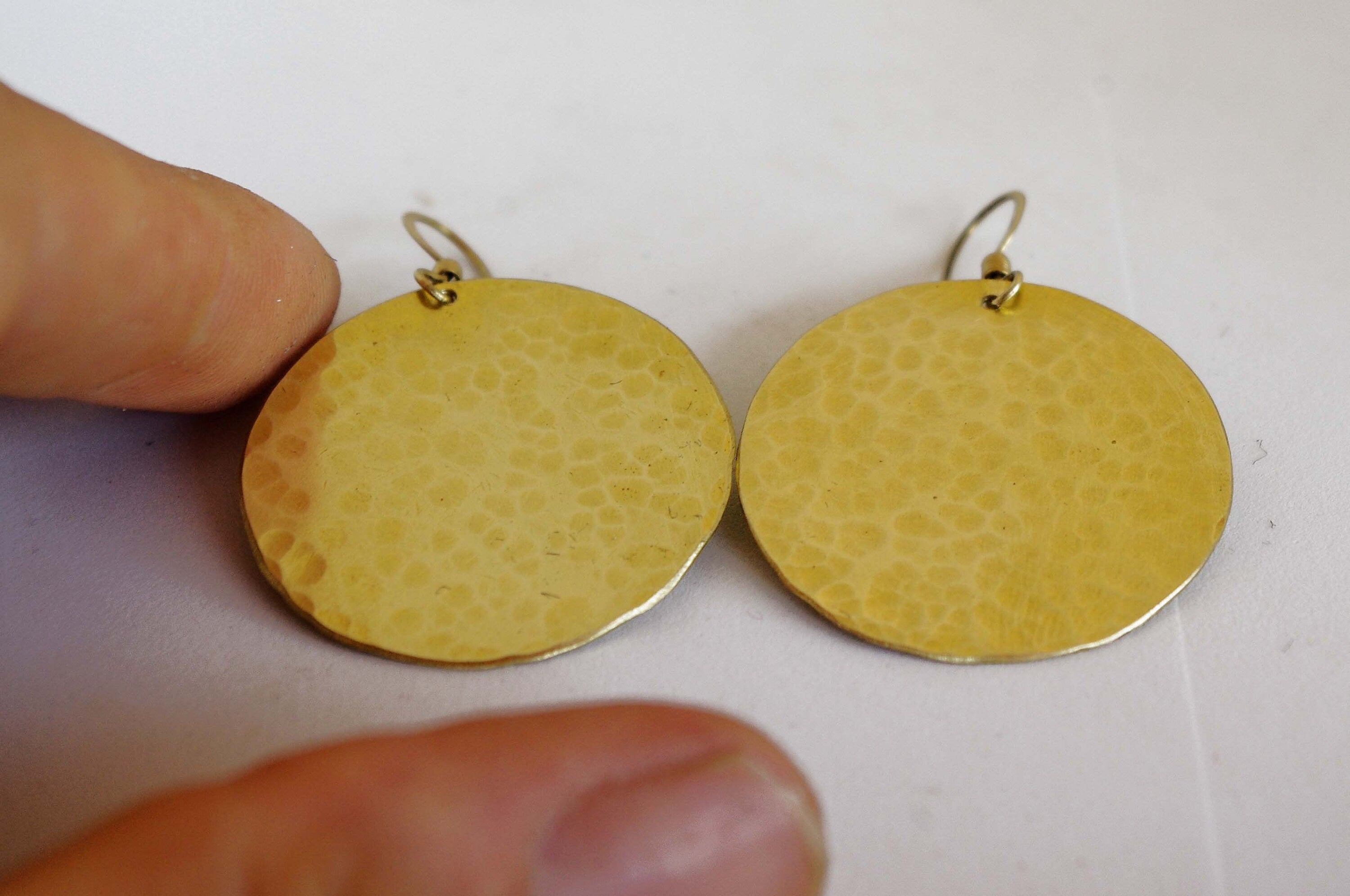 Round gold-plated earrings, brass earrings, gold disc earrings, large gold earrings