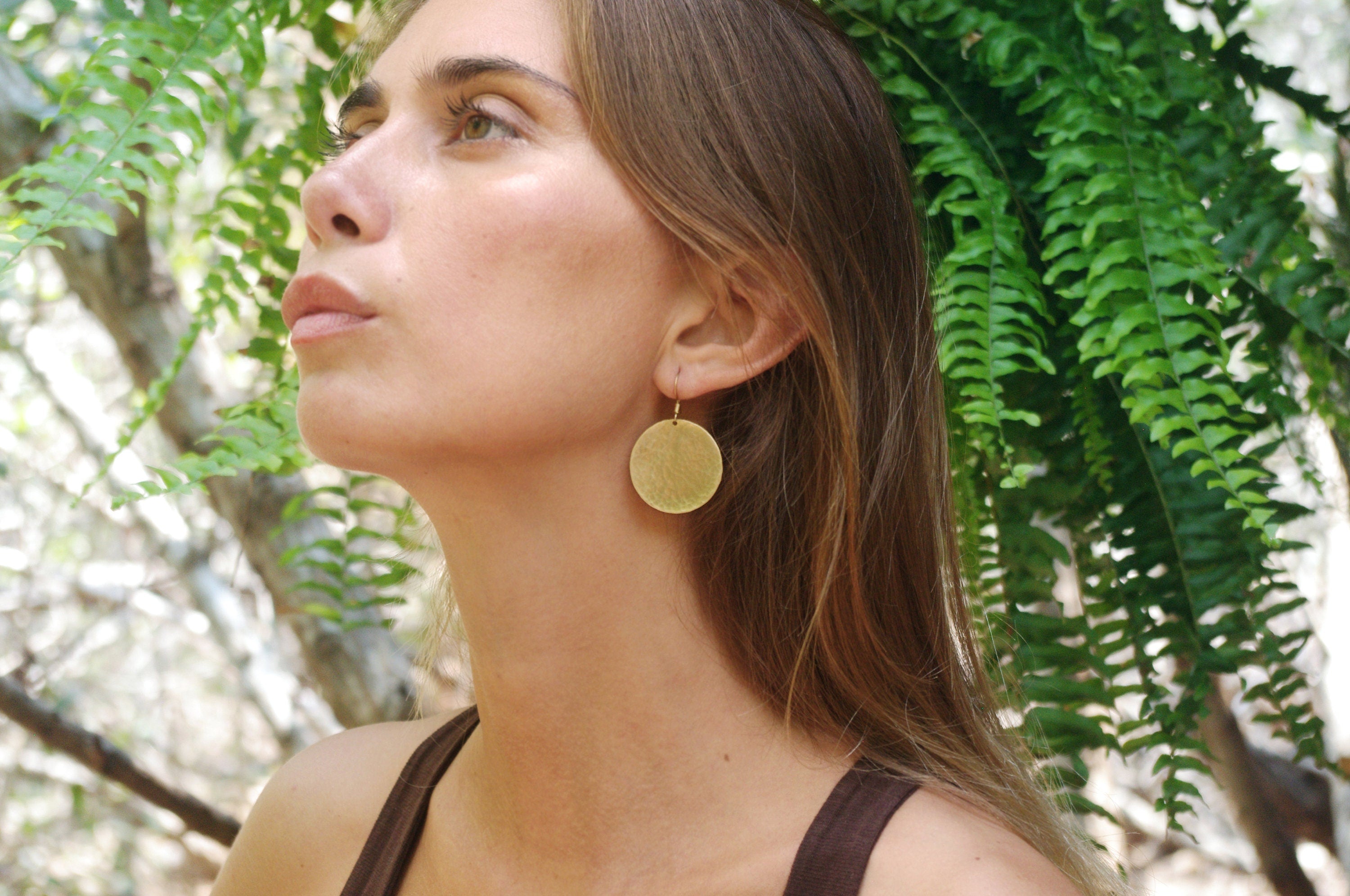 Small round gold-plated brass earrings