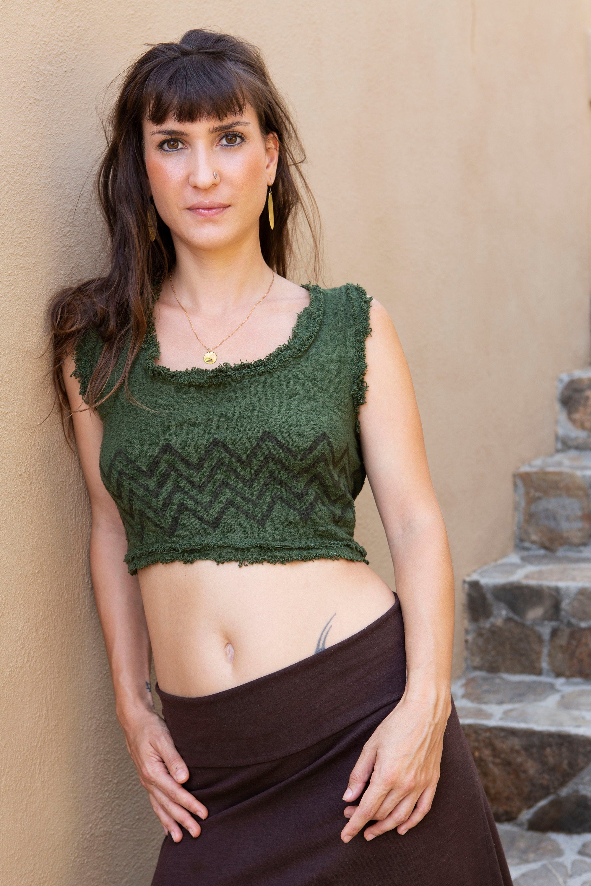 Festival top, block print top, hippy top, natural cropped top