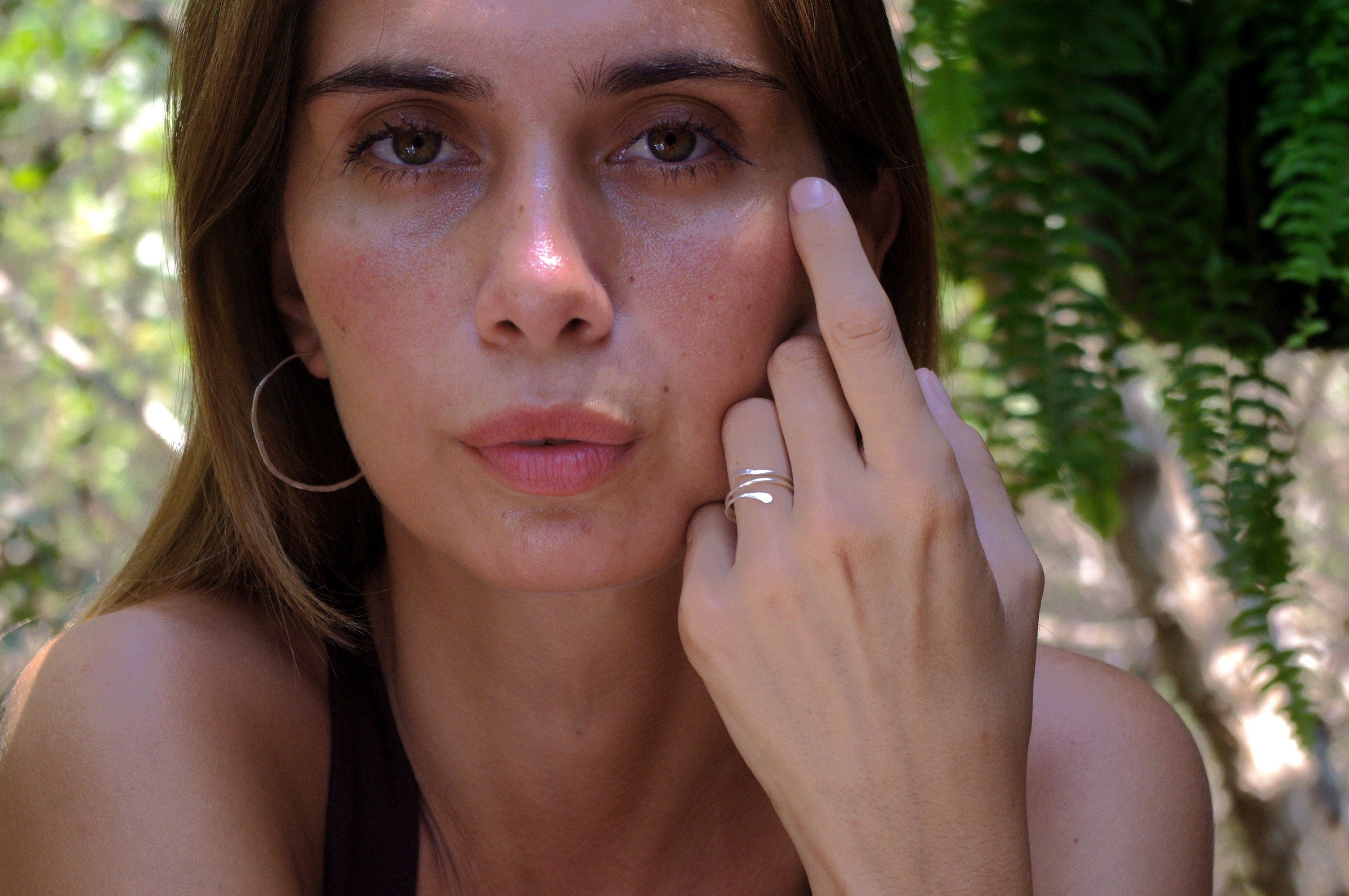 Set Creole Silber und feiner Ring, 925 Silber Set minimalistisch, feines Schmuck Set