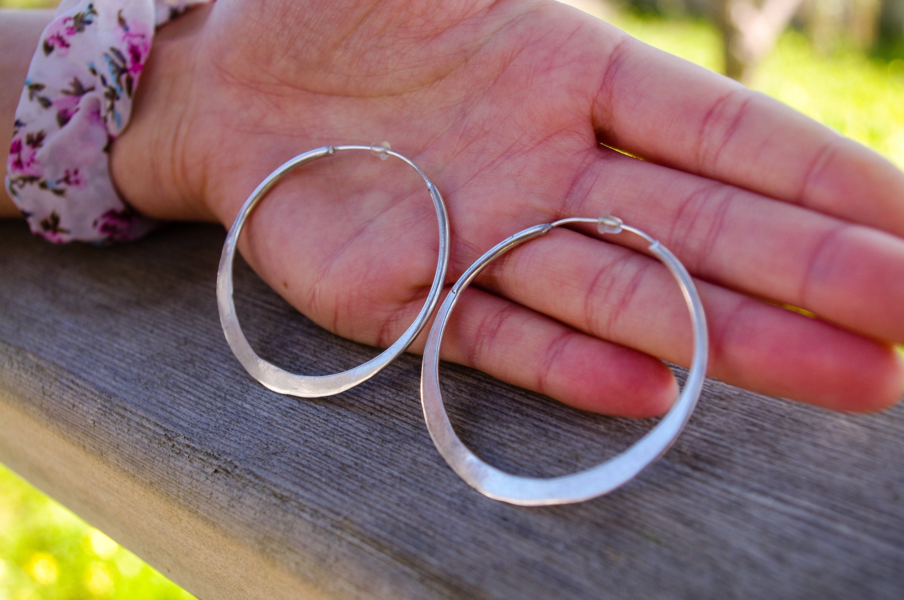 Small silver-plated hoops, boho hoops