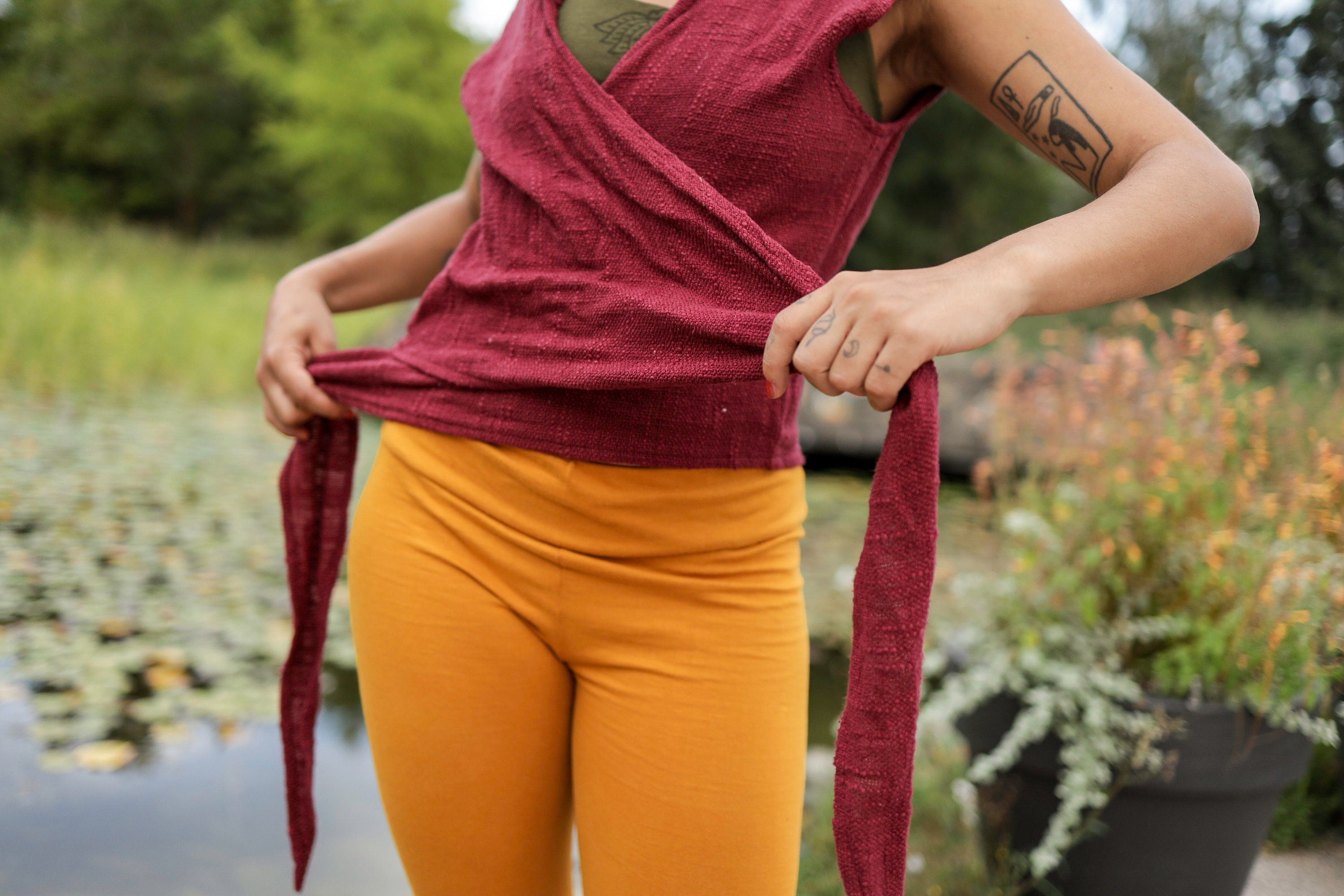 Wrap top with hood, festival hooded top, pixie top