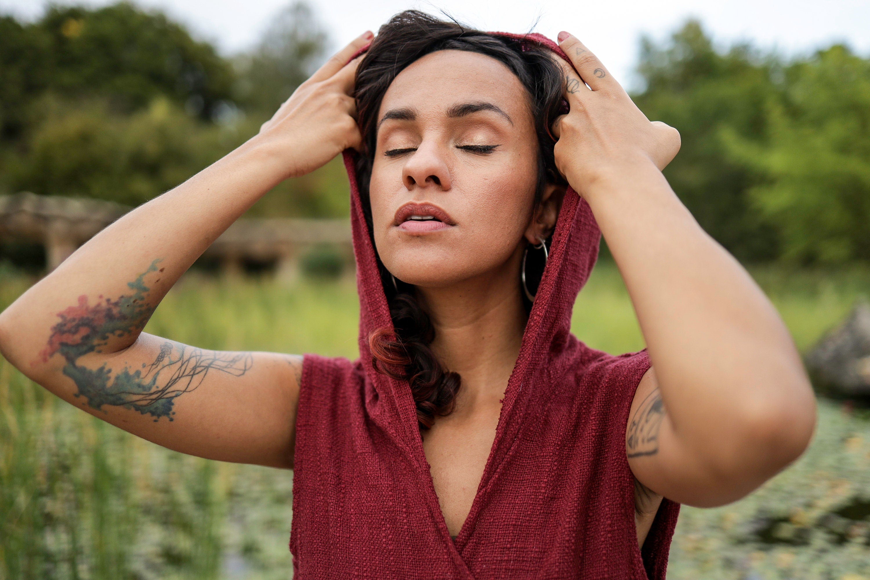 Wrap top with hood, festival hooded top, pixie top