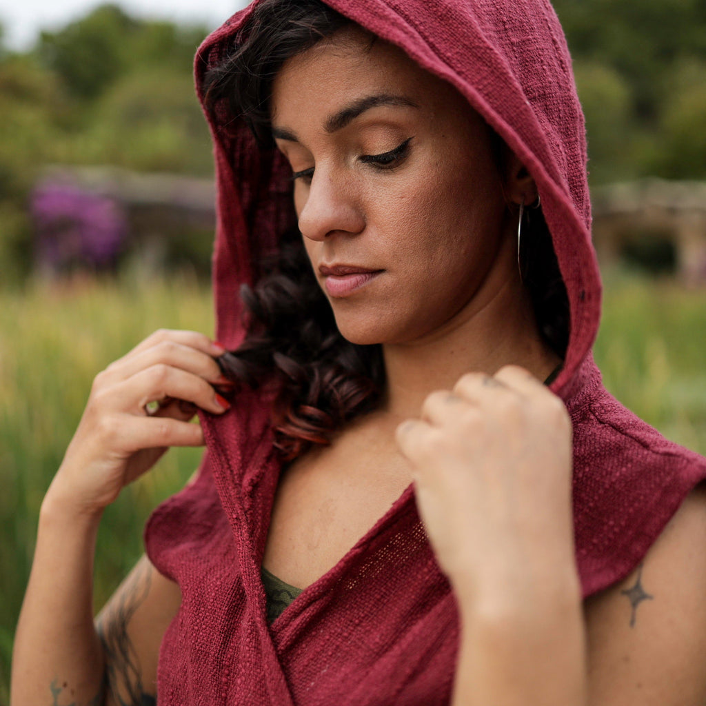 Wrap-style Black Hooded Top
