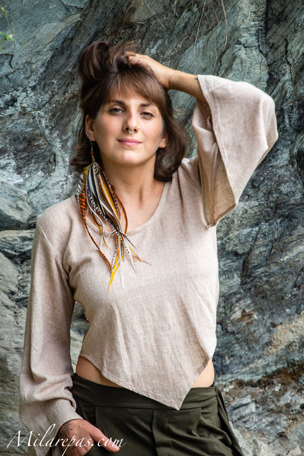 Haut bohème à manches évasées, haut kimono, haut féerique