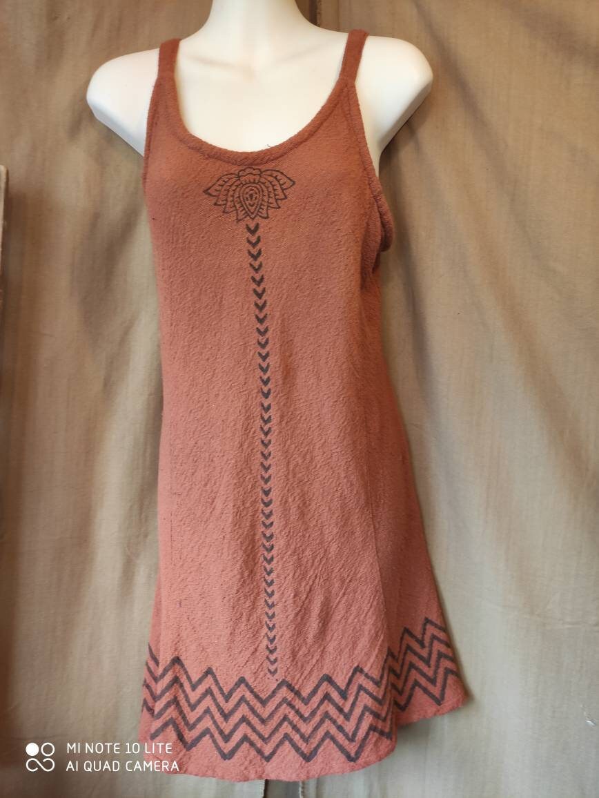 Cotton summer dress with lotus flower