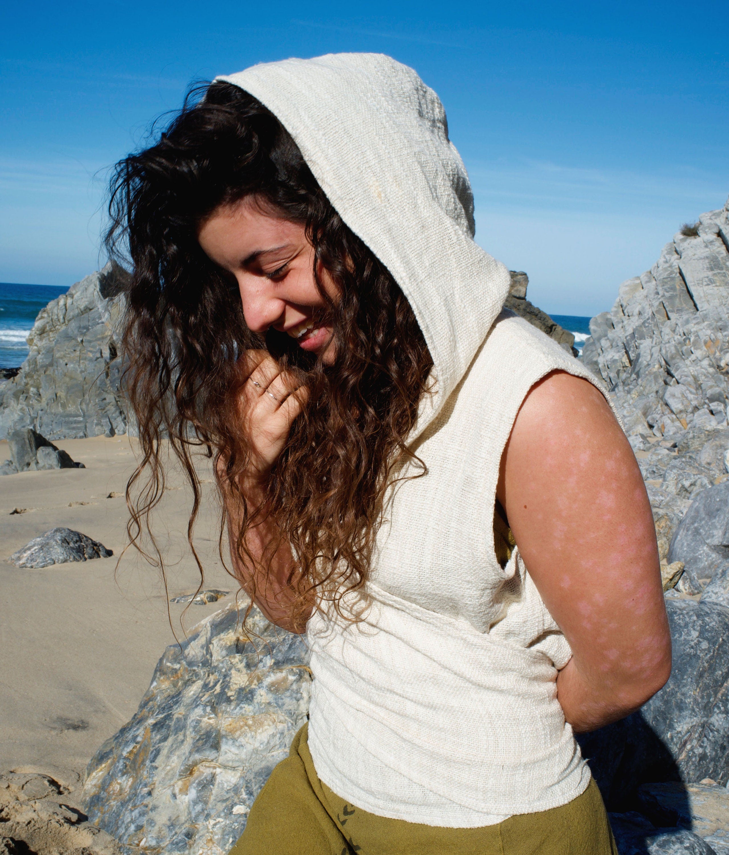 Boho-Wickeloberteil mit Kapuze