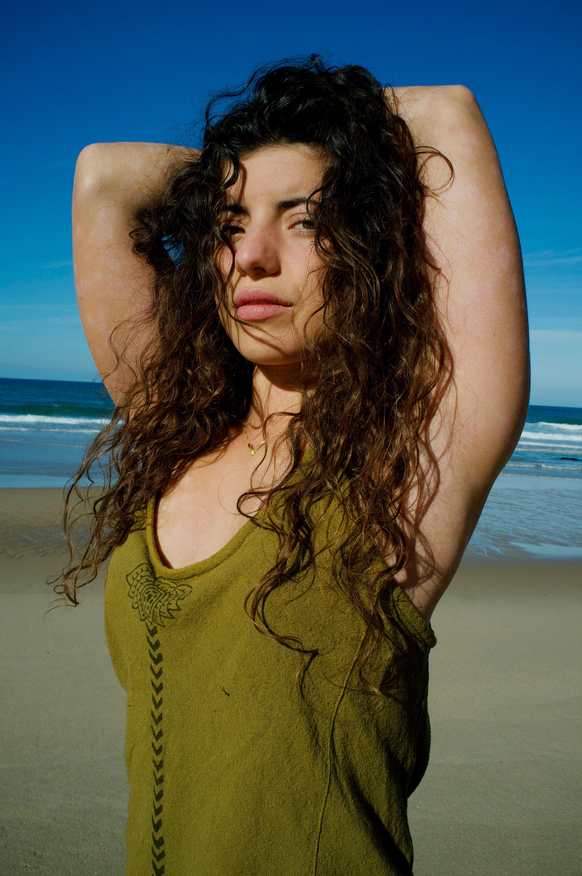 Cotton summer dress with lotus flower