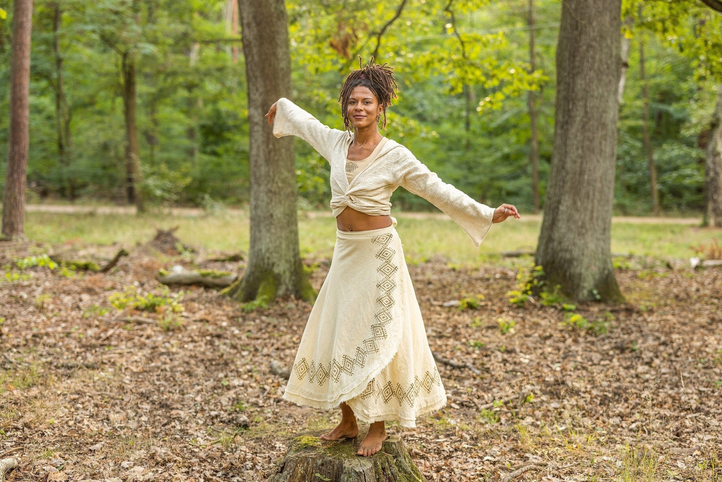 Long cotton wrap skirt