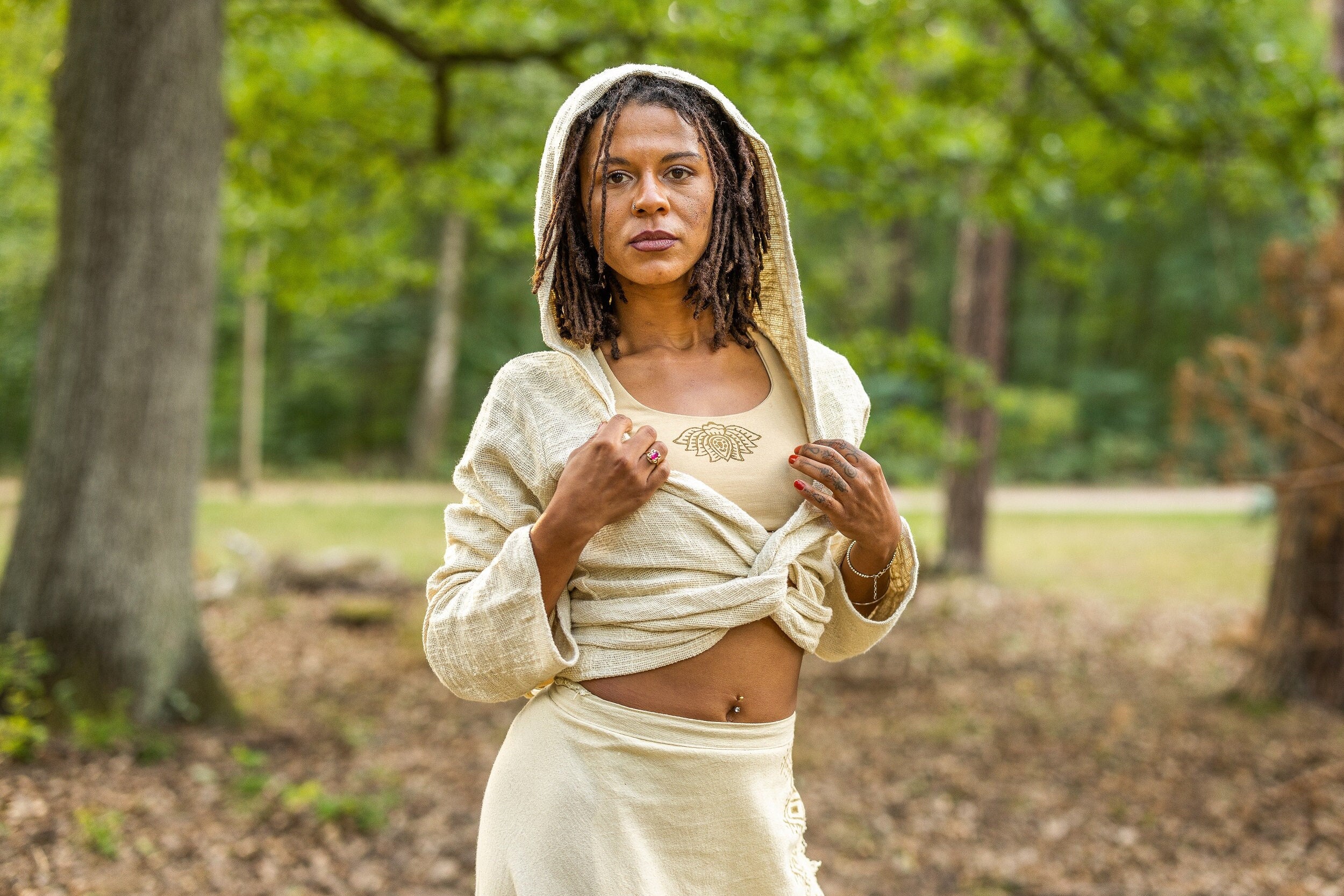 Boho wrap top with hood