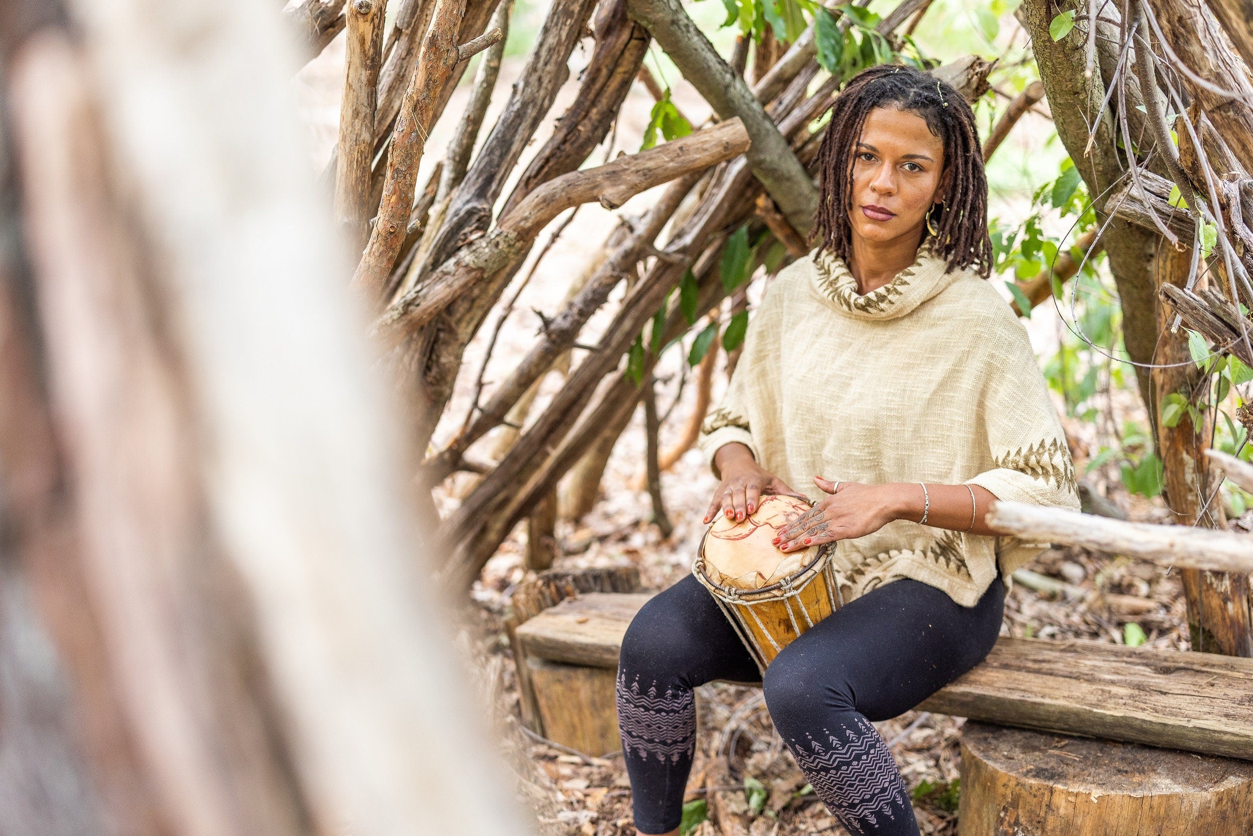 Soft Poncho in a Tribal look