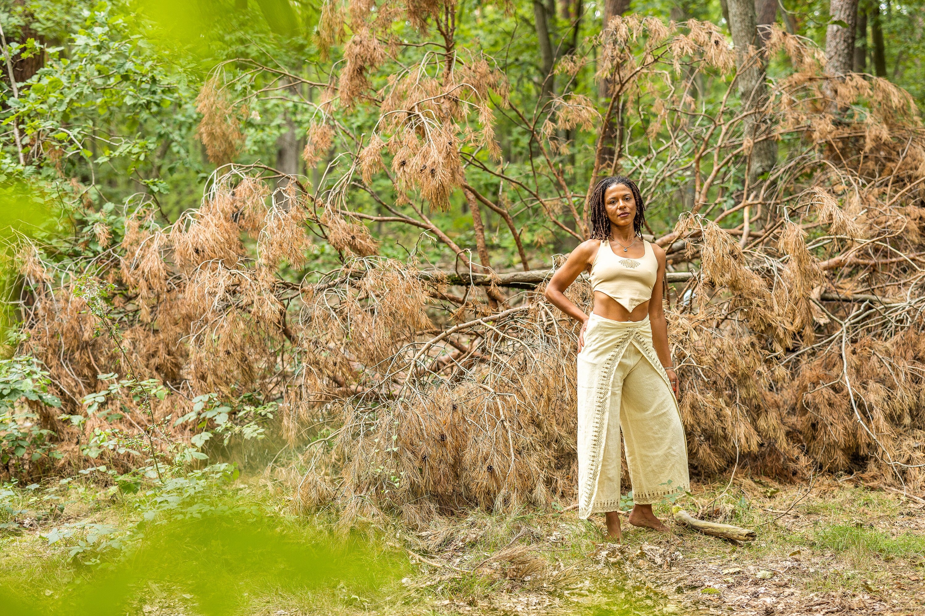 Yoga top with lotus flower