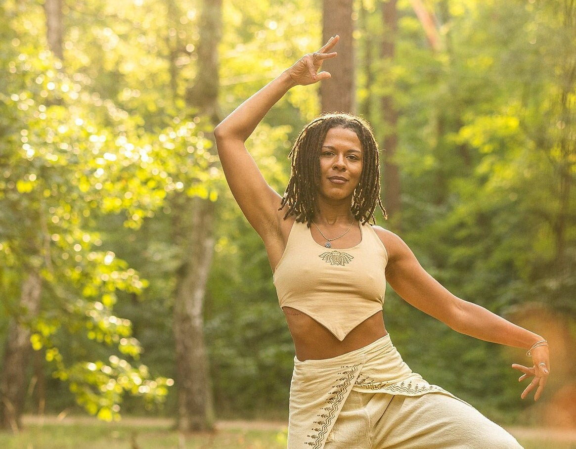 Yoga top with lotus flower