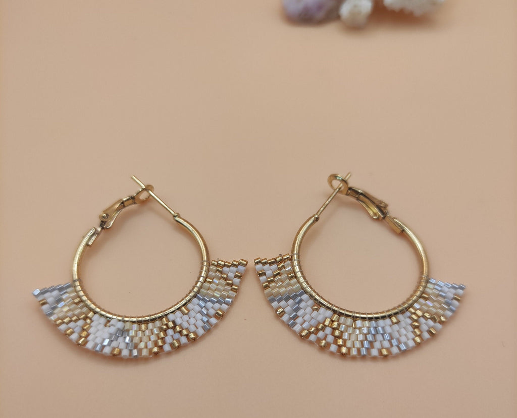 Gold hoops with glass beads