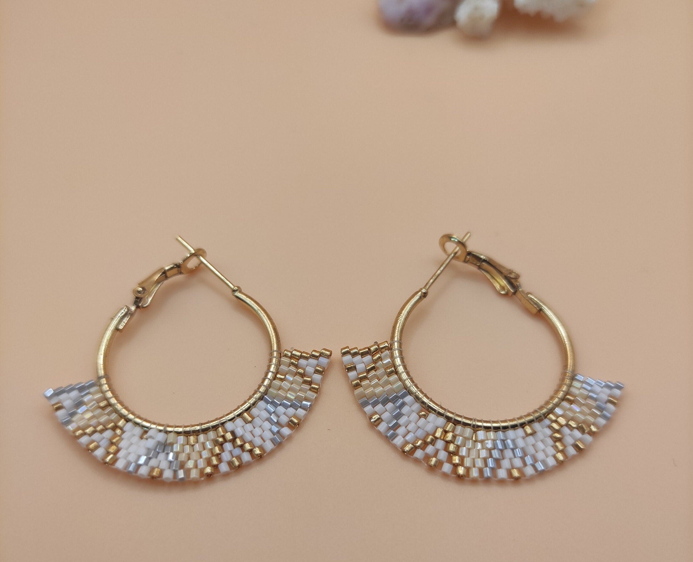 Gold hoops with glass beads
