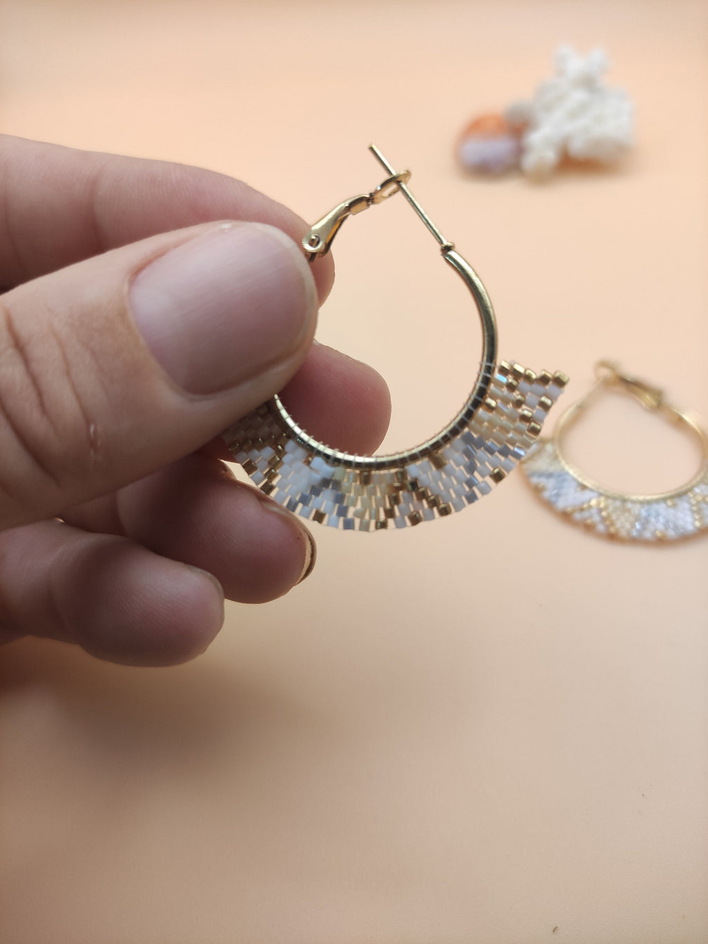 Gold hoops with glass beads