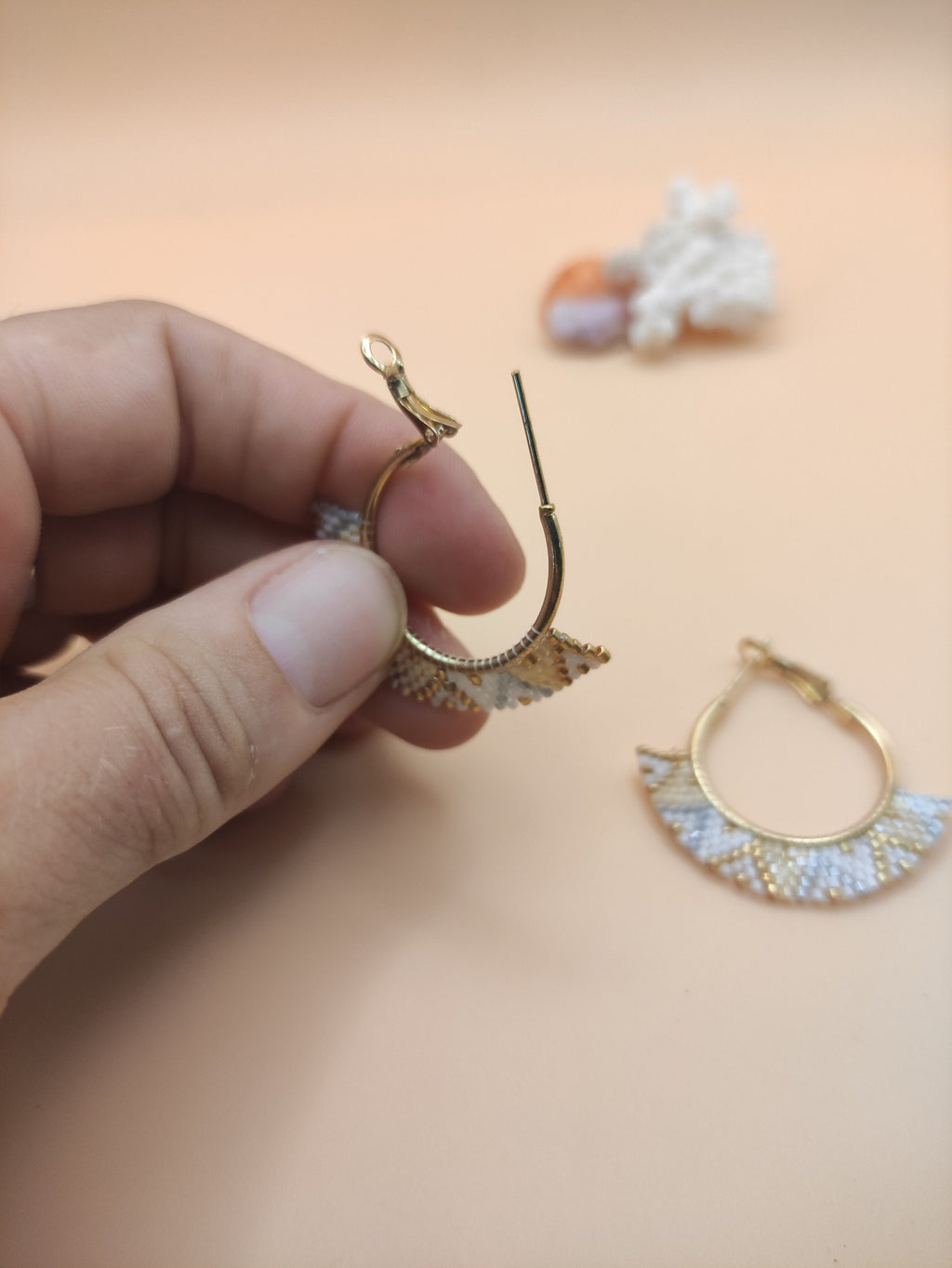 Gold hoops with glass beads