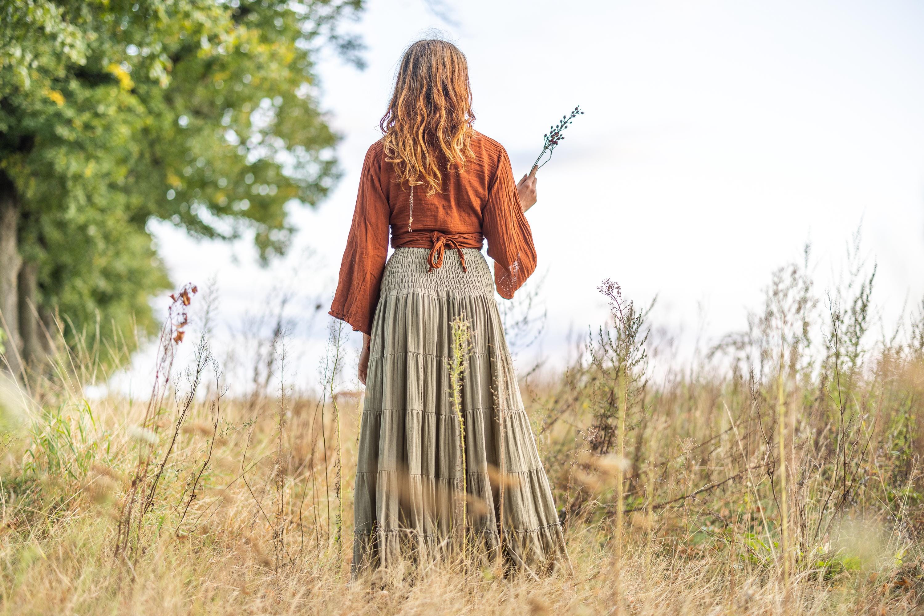 Wrap top with bell sleeves