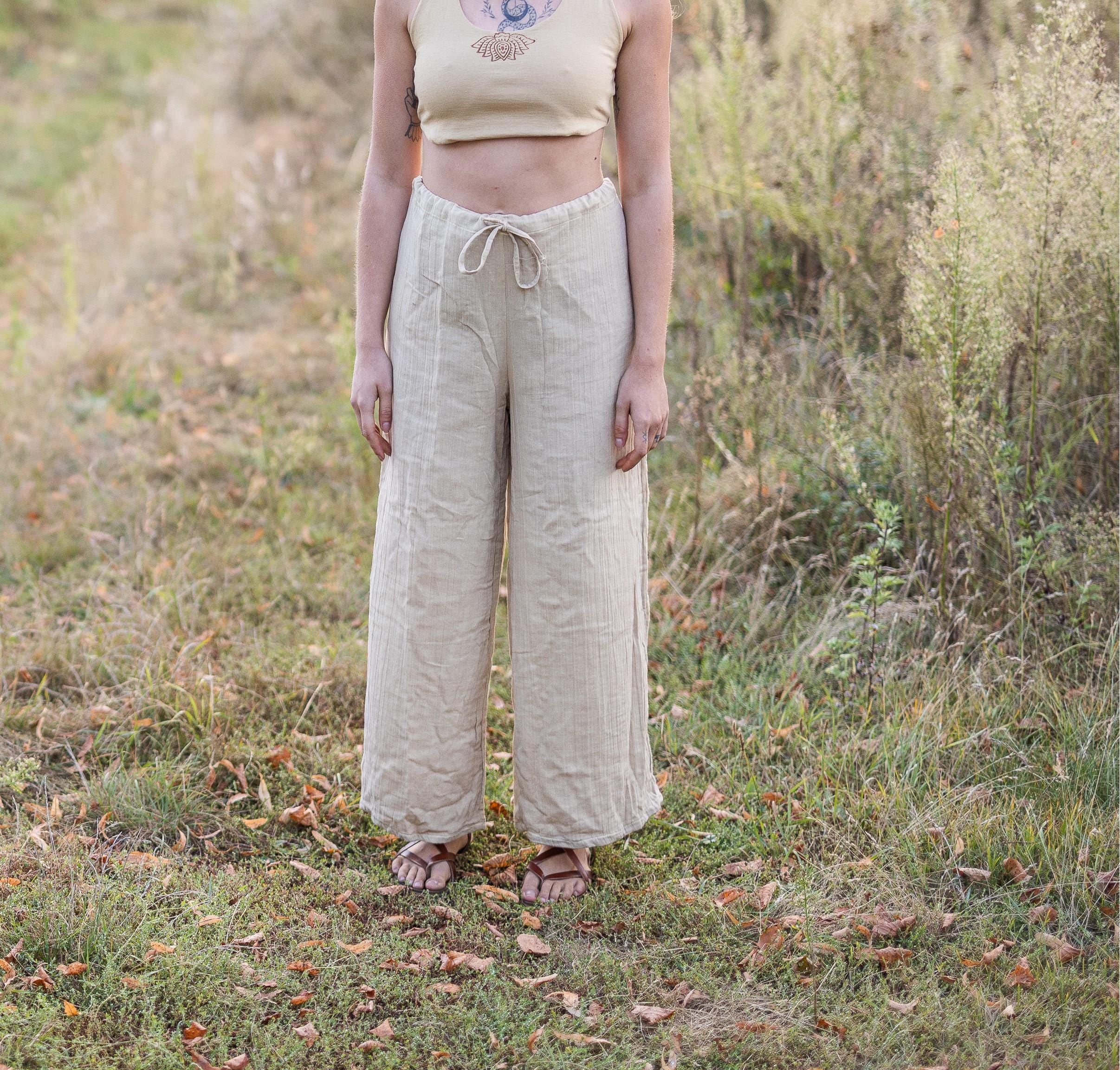 Wide pants made from soft muslin fabric