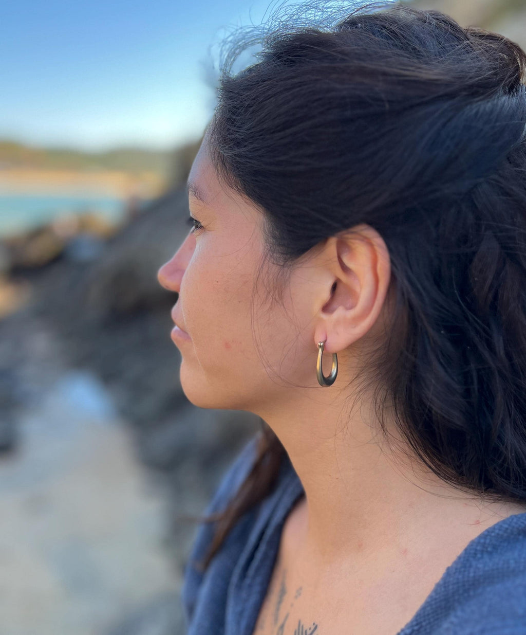 Small matte gold hoops