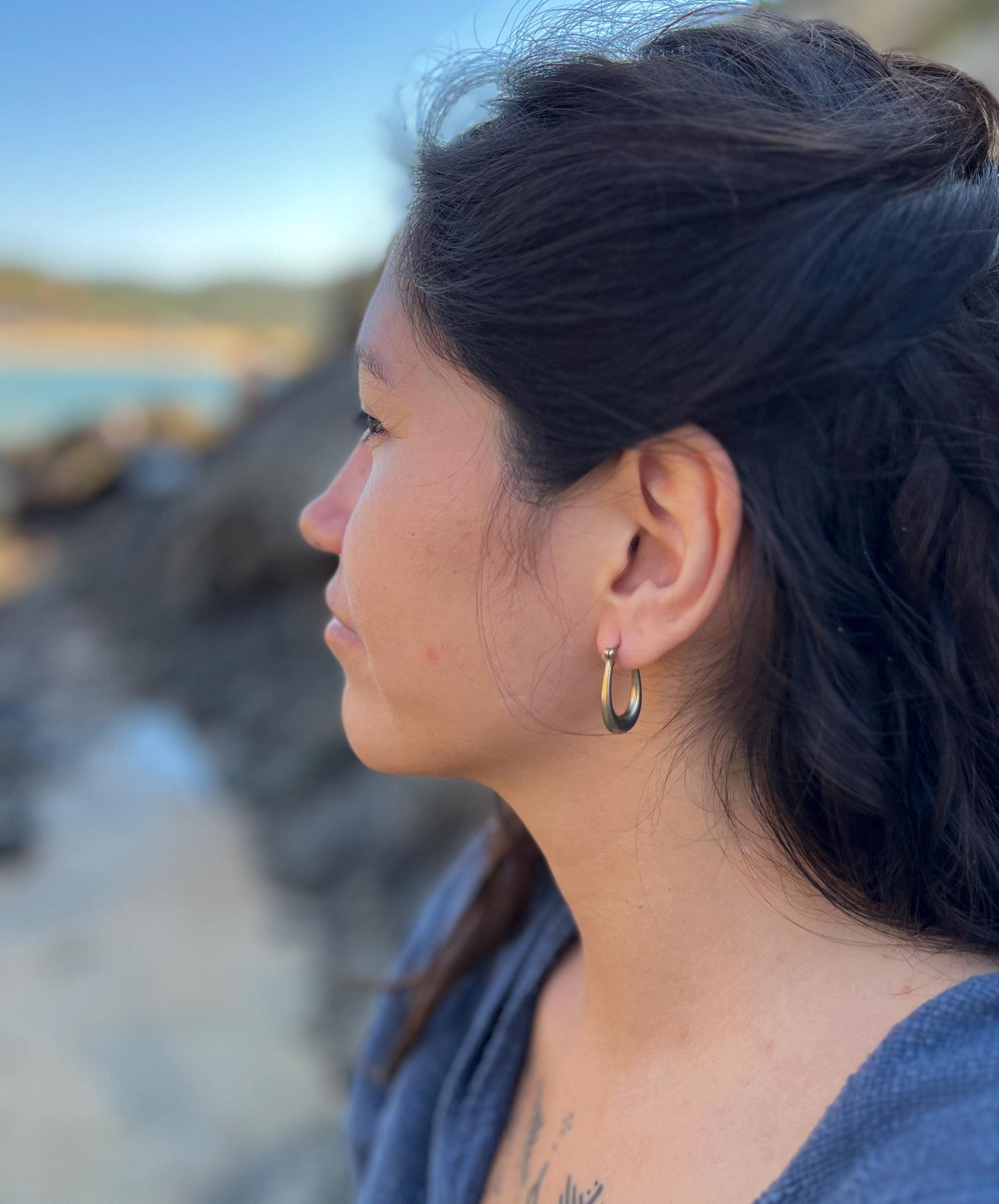 Small matte gold hoops