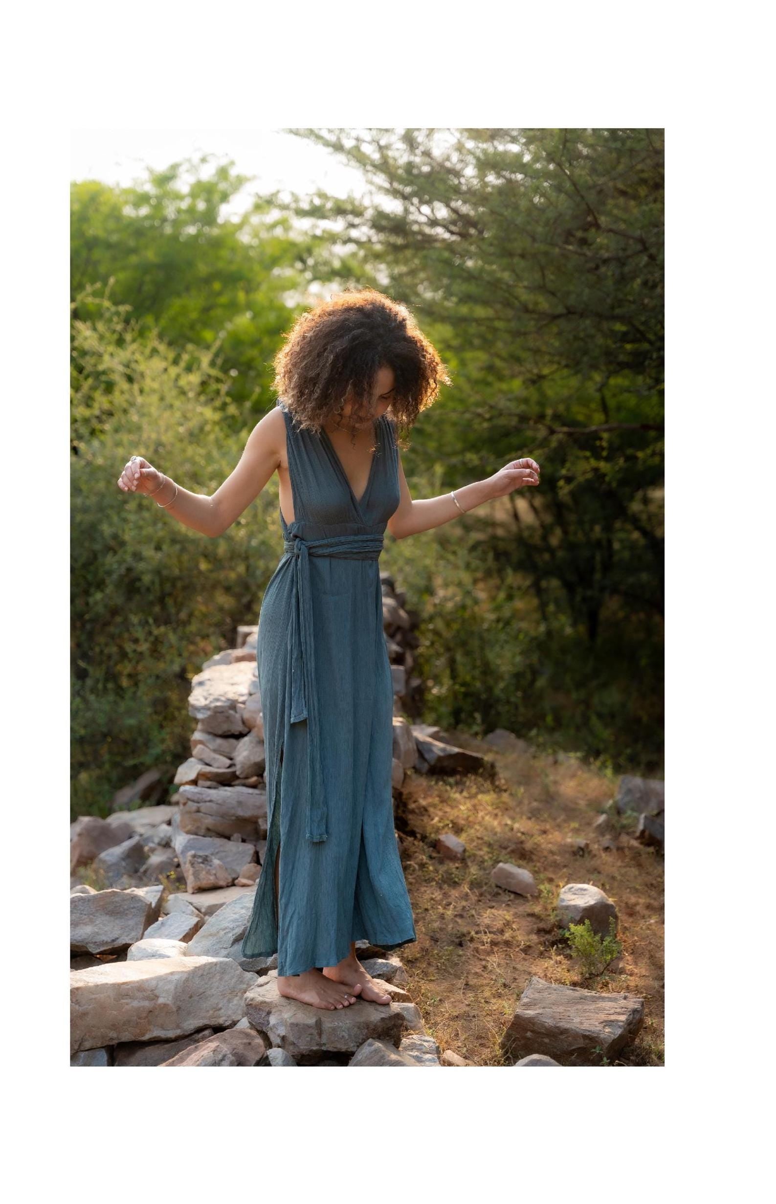 Long wrap dress in viscose, bridesmaid dress