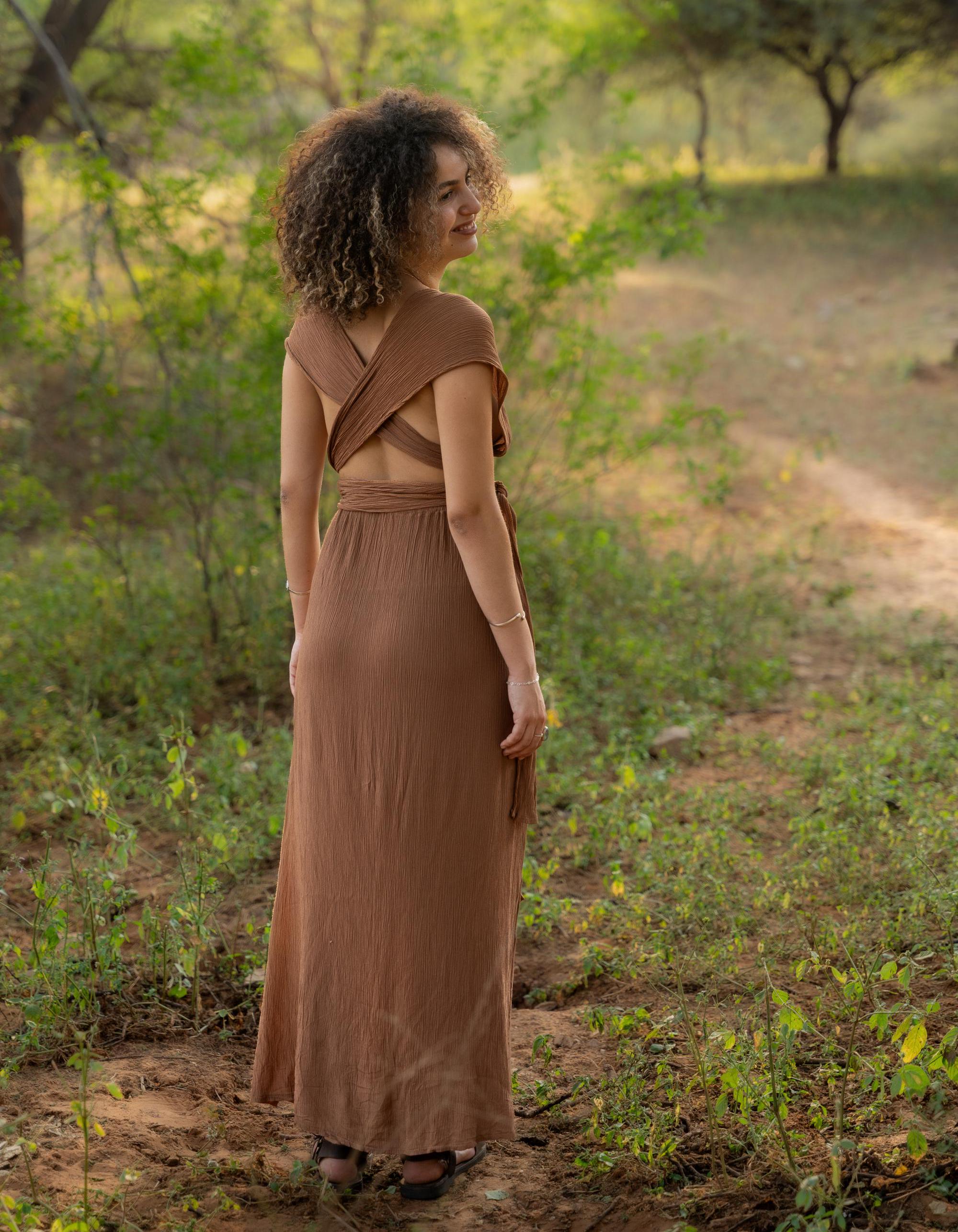 Floor-length wrap dress, bridesmaid dress