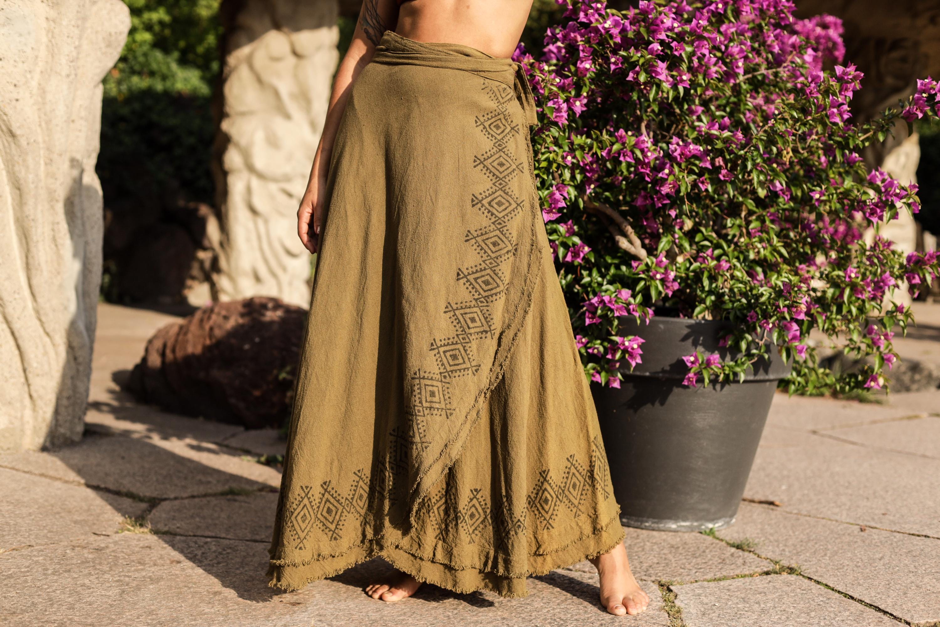 Long cotton wrap skirt