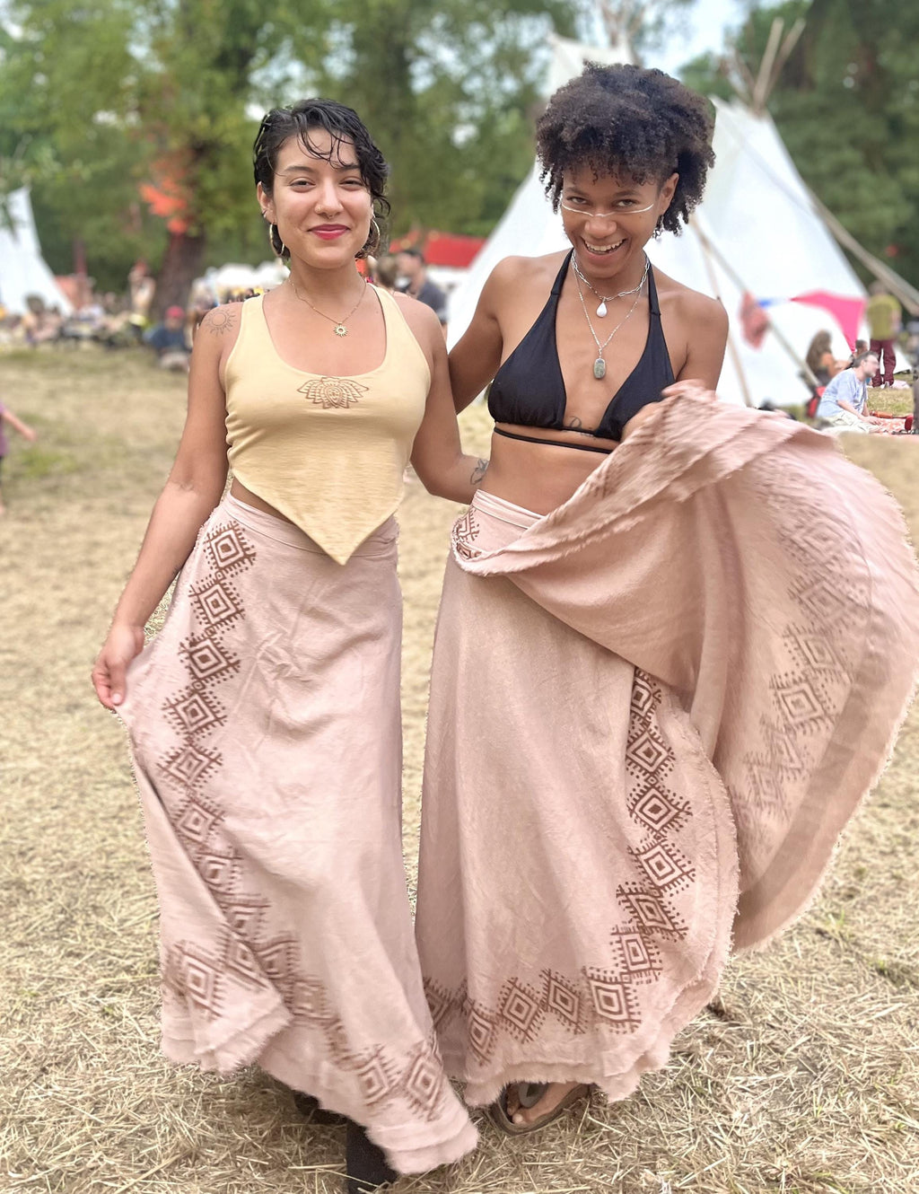 Jupe portefeuille longue en coton