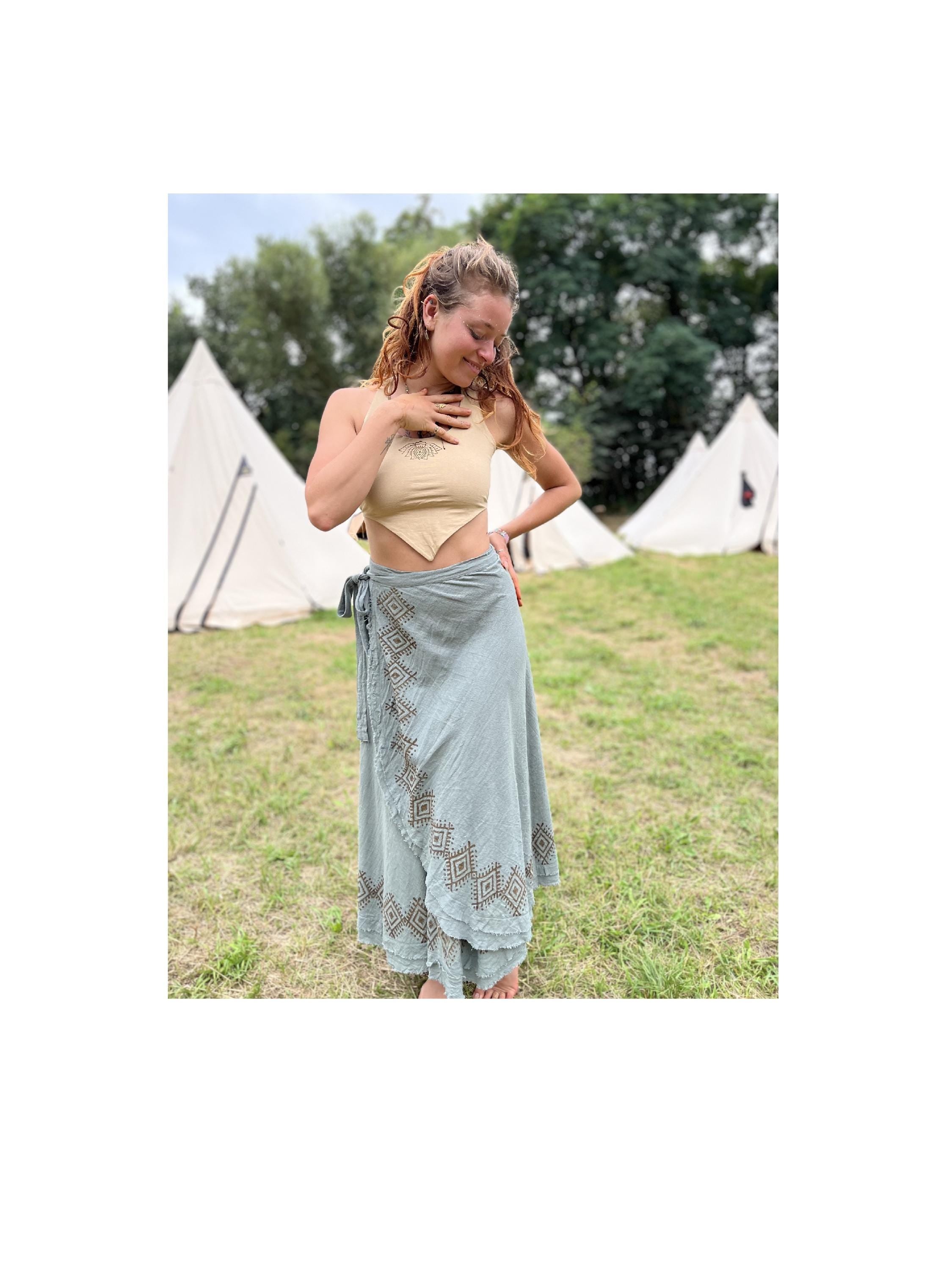 Long cotton wrap skirt