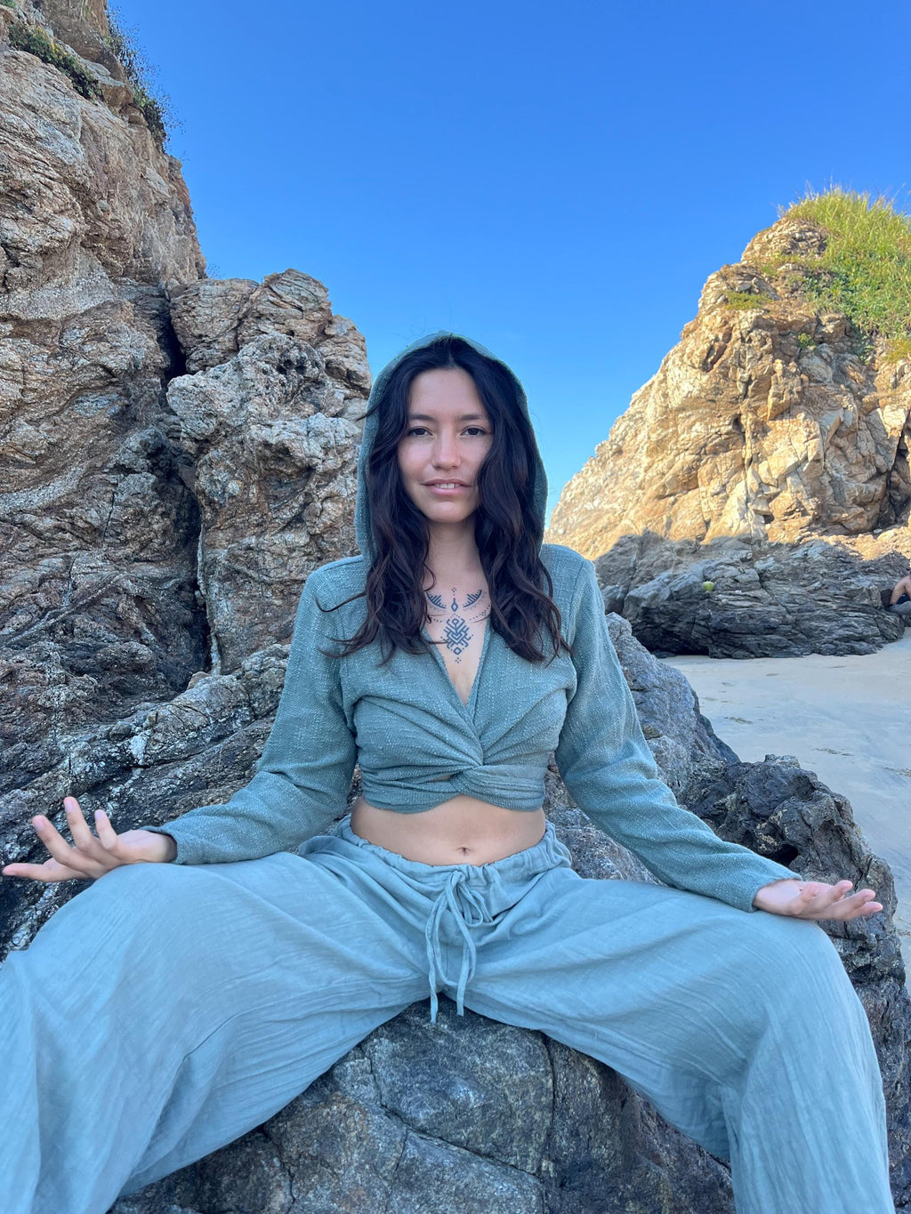 Boho wrap top with hood