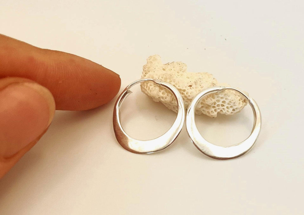 Small silver-plated hoops, boho hoops