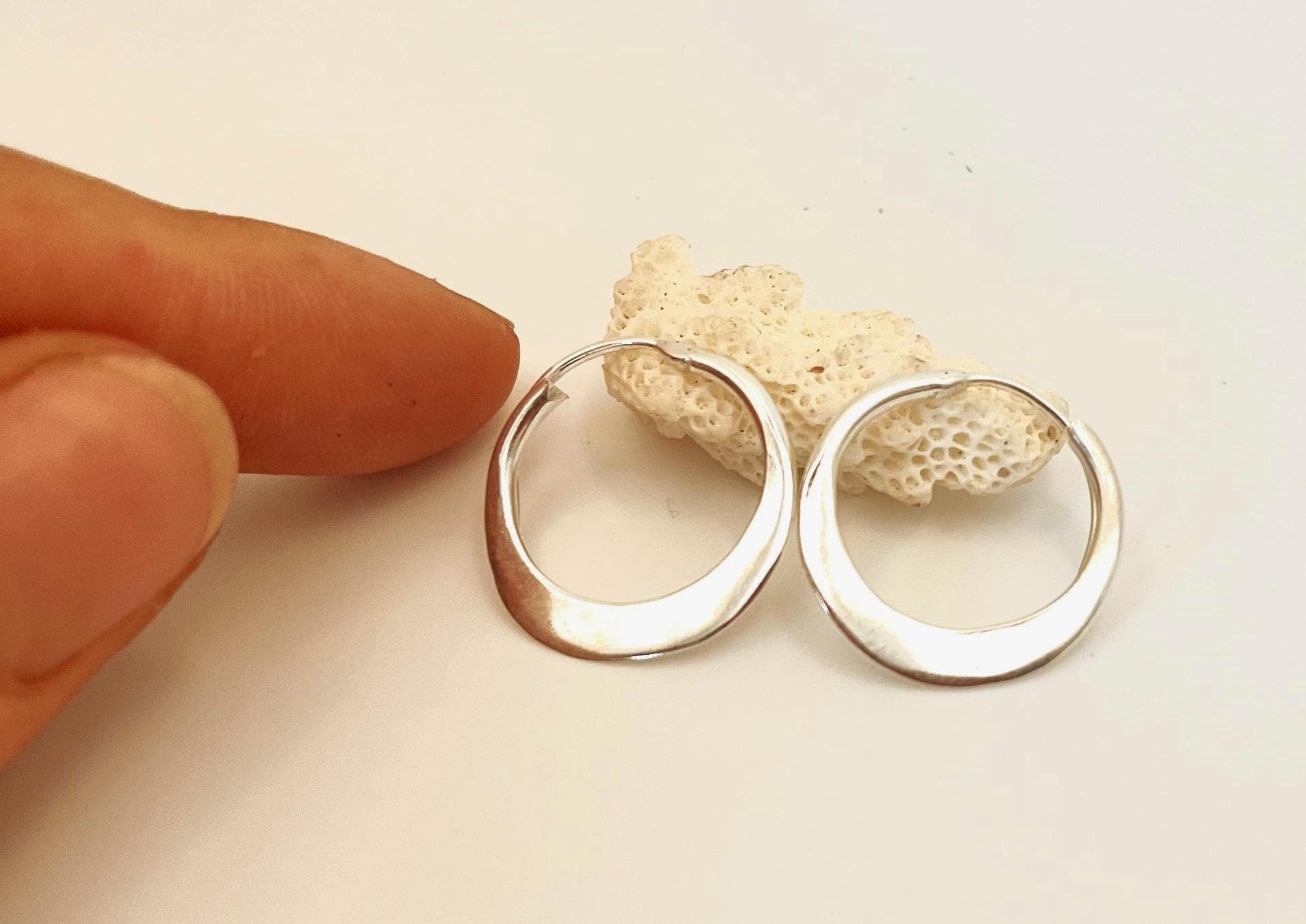 Small silver-plated hoops, boho hoops