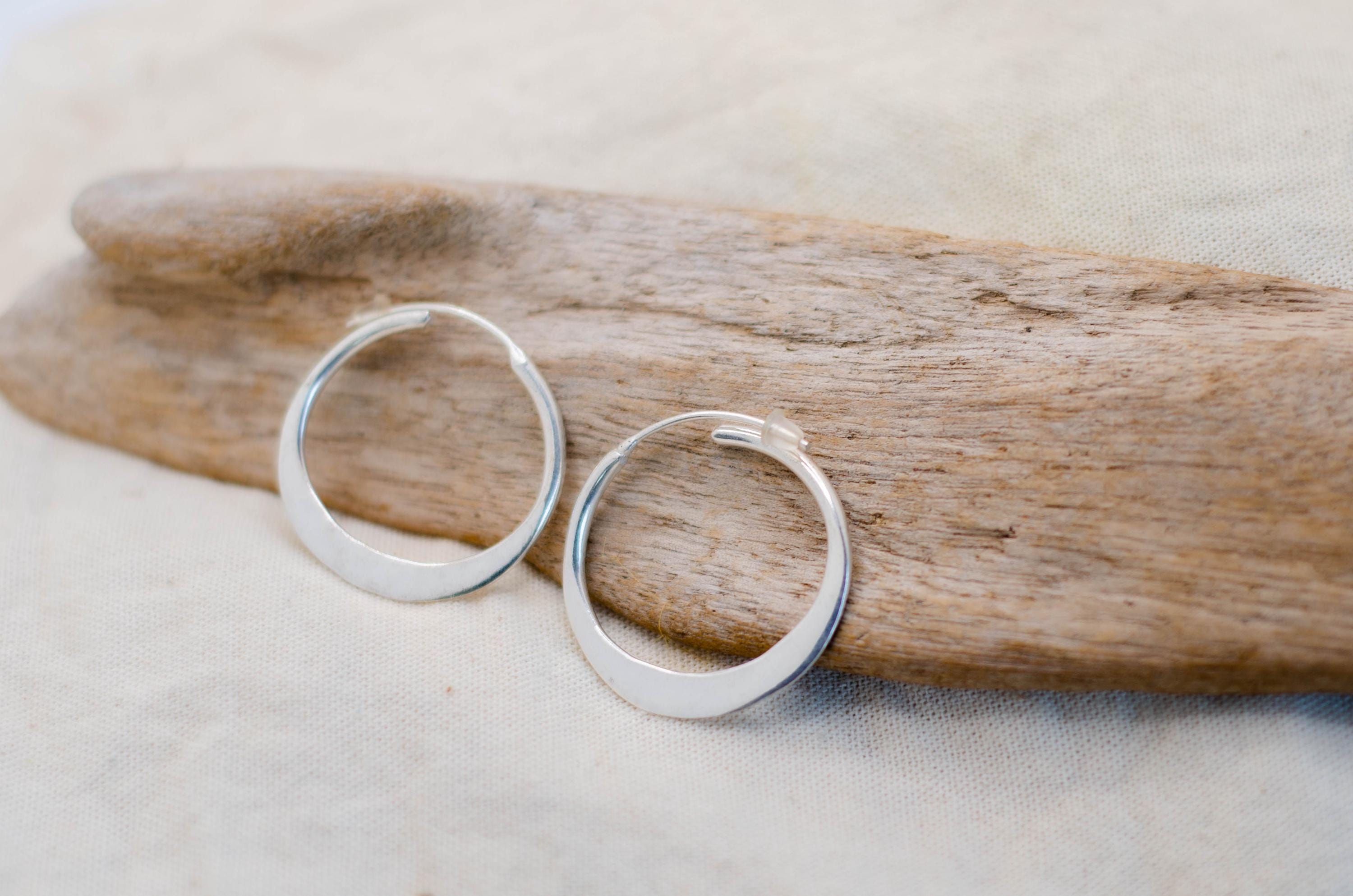 Small silver-plated hoops, boho hoops