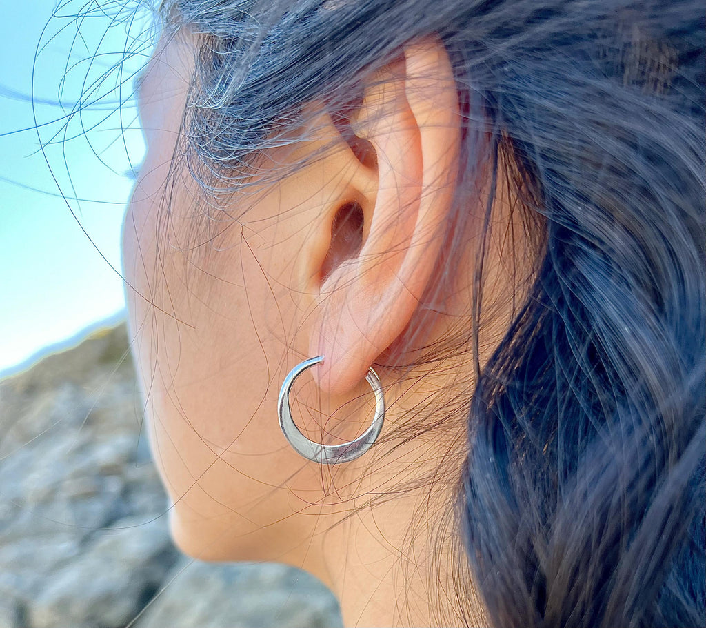 Small silver-plated hoops, boho hoops